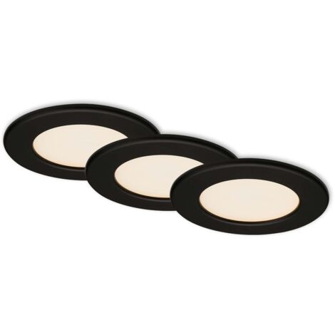 Set 3 Faretti Incasso Thin Plastica Nero Opaco Led Integrato 6W 3000K