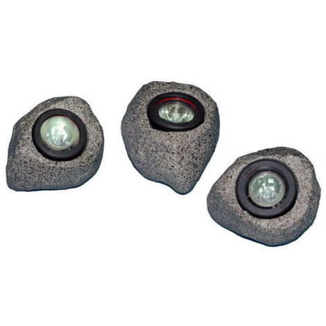 Set 3 Faretti per Laghetti da Giardino a LED 10W Incassati in Rocce Artificiali