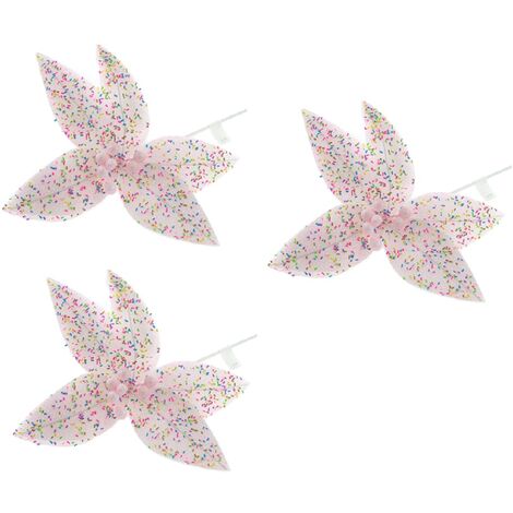 Set 3 Fiori rosa candy dolce D 28 decorazioni albero di natale addobbi casa new natalizi