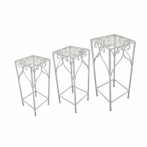 Set 3 Fioriere Vincent in Acciaio Bianco Antico