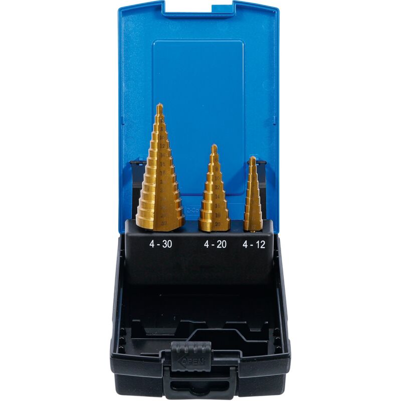 Set 3 Frese a Gradini per Metallo Hss Titanio