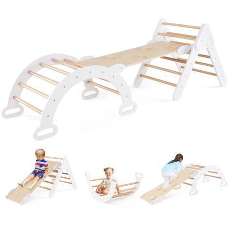 Set 3 giocattoli da arrampicata per bambini 1+ anni con triangolo arco salita, Set di arrampicata Bianco