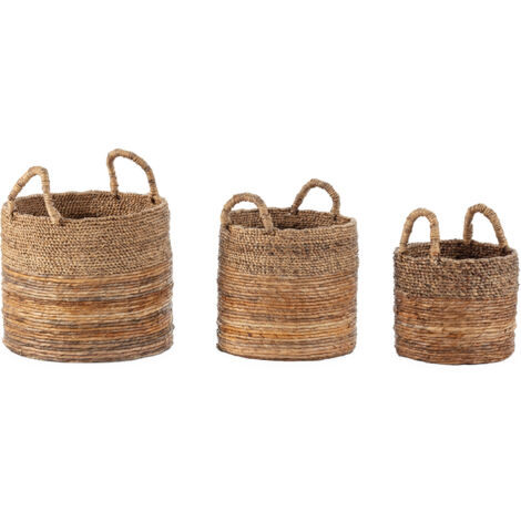 Set/3 Korb 32x32x38/38x38x42/42x42x48 Bananenblatt/natürliches Wasser Hyazinthe Zubehör und Geschenke/Accessoires und Geschenke für alle Stile, um zu Hause einen Hauch zu verleihen