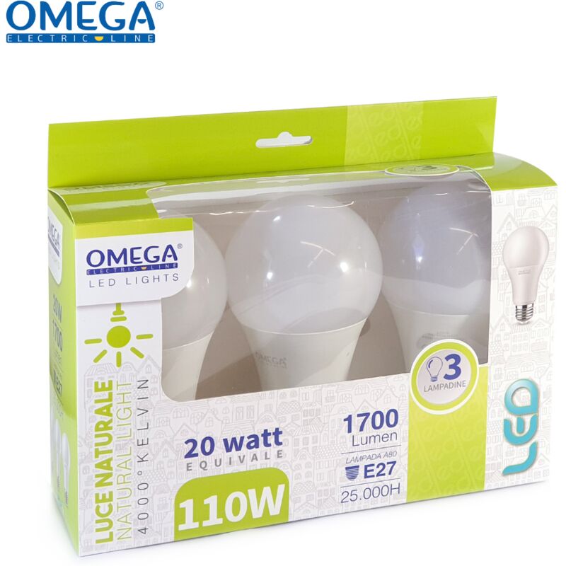 Goccia led: Set in scatola 3Pz A80-20W 4000K
