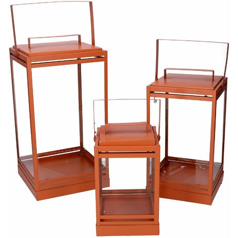 Set 3 Lanterna in metallo arancione