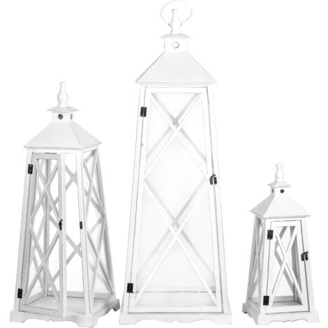 Set 3 Lanterne in Legno H 112 cm