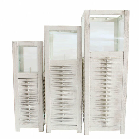 Set 3 Lanterne Marie in Acciaio Bianco