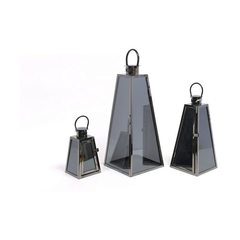 Mercury - set 3 lanterne mirror in metallo