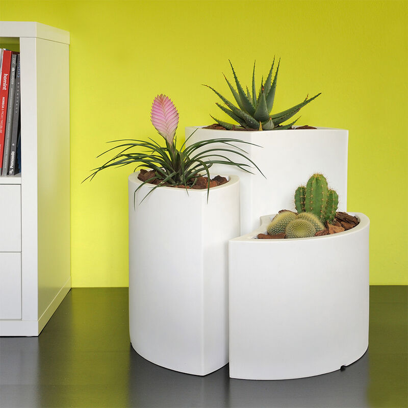 

Juego jardinera blanco 3 macetas plantas diseño casa jardín Tris Petalo