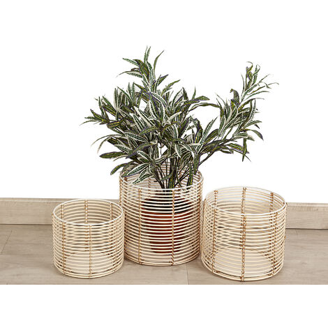 Set 3 Maceteros Metal/Rattan 232303000