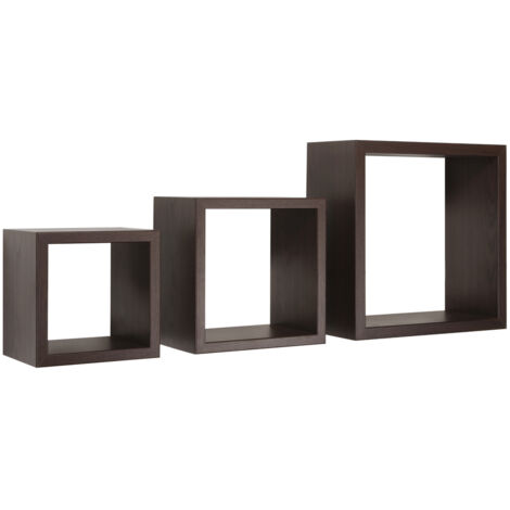Set 3 mensole cubi parete marrone scaffale salotto soggiorno camera Rubic