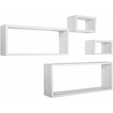 SET 3 CUBI MENSOLE PER CAMERETTA LEGNO BIANCO Con Venature 3CBI