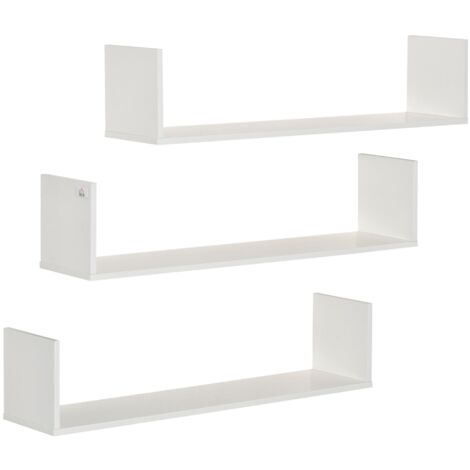 Set 3 Mensole da Parete 80x18x18 cm in MDF Bianco