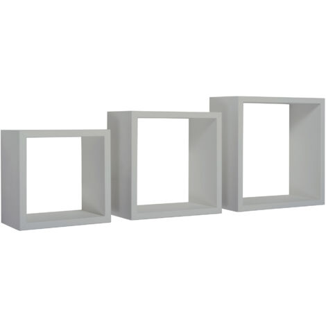 Set 3 Mensole da Parete Cubo in Fibra di Legno Incubo Grigio Sasso