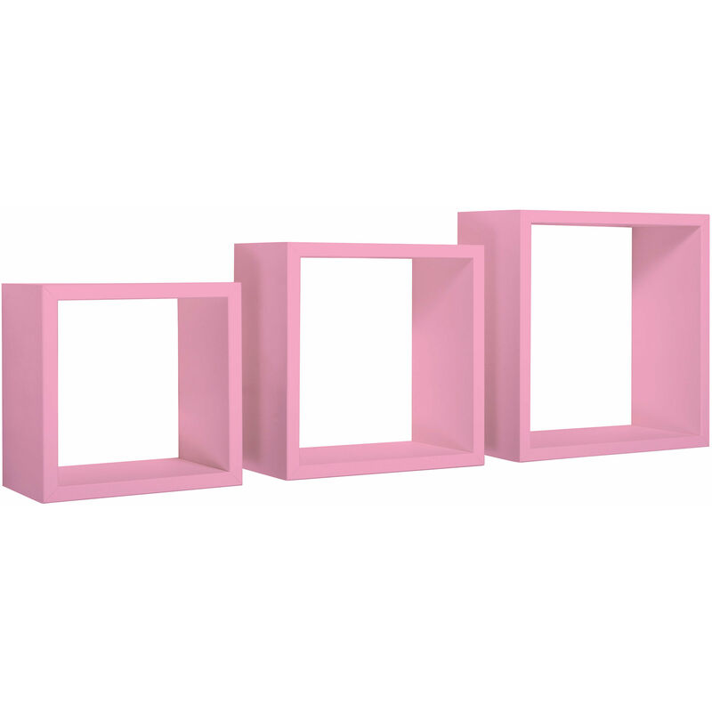 Giordanoshop - Set 3 Mensole da Parete Cubo in Fibra di Legno Incubo Rosa Blush