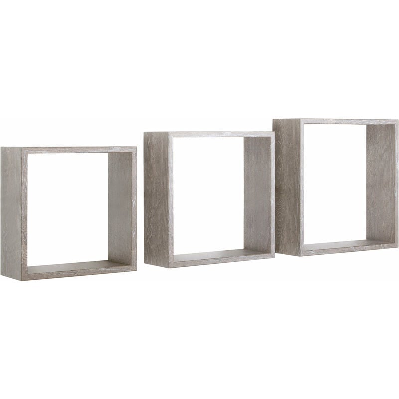 Giordanoshop - Set 3 Mensole da Parete Cubo in Fibra di Legno Incubo Slim Rovere Grigio New