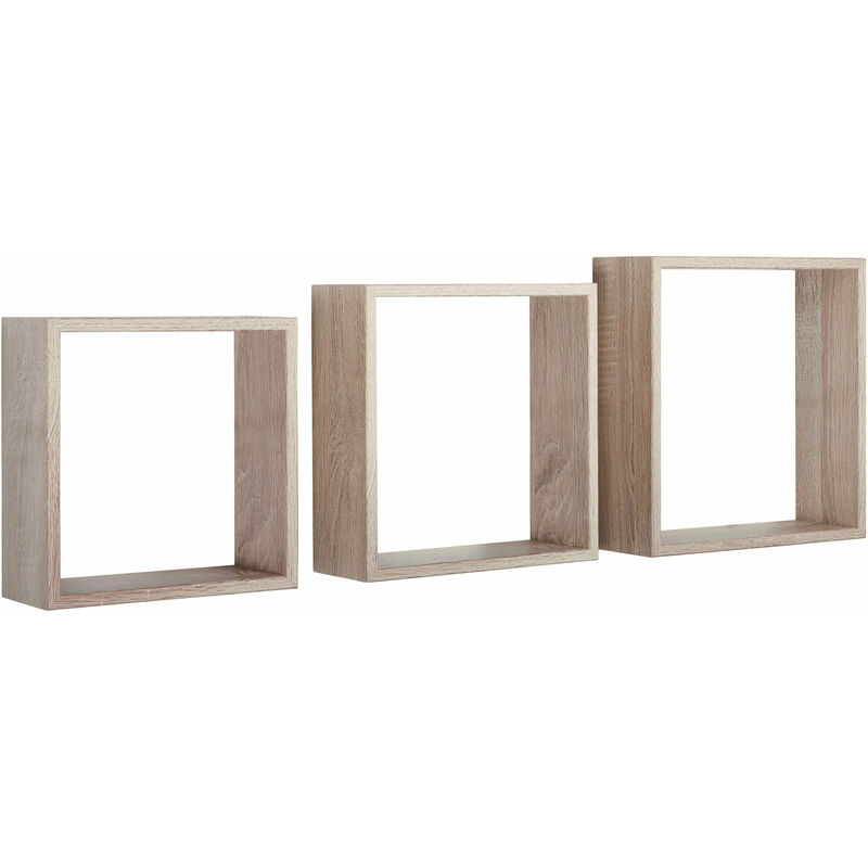 Set 3 Mensole da Parete Cubo in Fibra di Legno Incubo Slim Rovere Sagerau