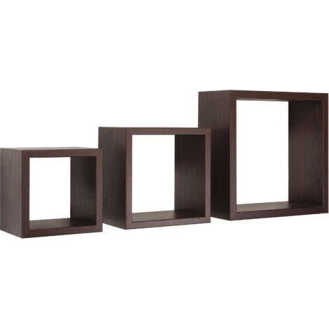 Set 3 Mensole da Parete Cubo in Fibra di Legno Rubic Wengè
