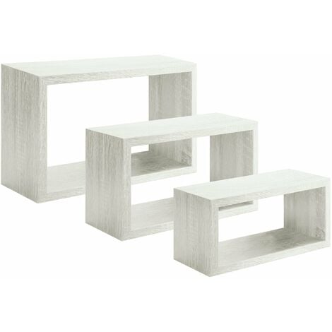 Set da 3 Mensole a cubo in legno 547137 con accessori per il montaggio a  parete