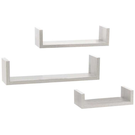 SET 3 MENSOLE LINEARI IN DIFFERENTI DIMENSIONI CON FINITURA BIANCO EFFETTO LEGNO