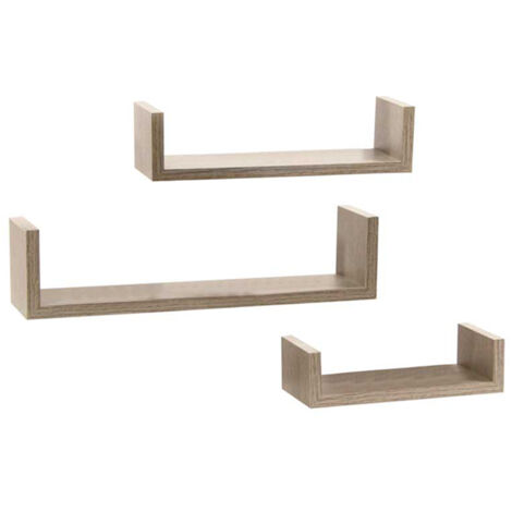 SET 3 MENSOLE LINEARI IN DIFFERENTI DIMENSIONI CON FINITURA ROVERE