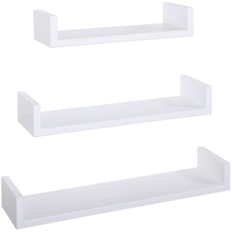 Set 3 mensole parete bianco scaffale salotto soggiorno camera moderno Calamita