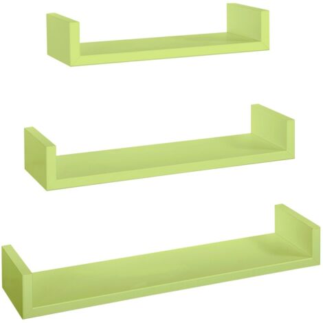 Set 3 mensole parete verde scaffale salotto soggiorno camera moderno Calamita