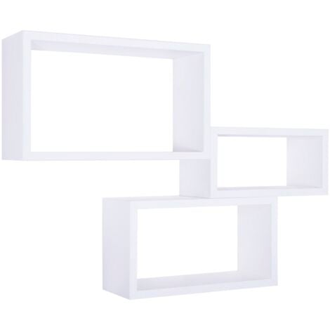 Set 3 mensole rettangolari parete bianco scaffale salotto soggiorno camera Trittico