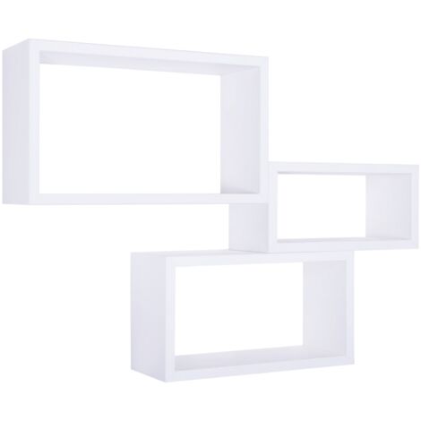 Set 3 mensole rettangolari parete bianco scaffale salotto soggiorno camera Trittico