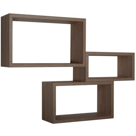 Set 3 mensole rettangolari parete noce scaffale salotto soggiorno camera Trittico