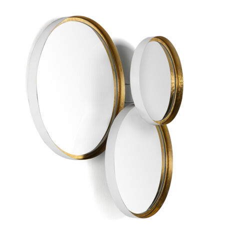 Set/3 Miroir 80x14x87 Verre/Métal Blanc/Or