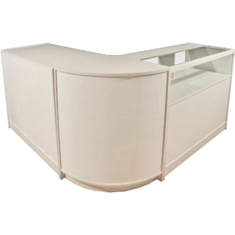 Set 3 Mostradores para Tienda en Blanco 2 x Unidades rectas 90 cm x 120 cmx 60 + 1 x Unidad CM60 Unidad esquinera Curva 90 cm x 60 cm x 60cm