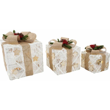 Decoro NATALE Pacco Regalo Metallo Oro 20 x 20 x 20 cm 81151 m