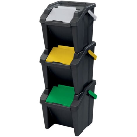 Set 3 pattumiere differenziata 30lt verticali 38x38x37cm