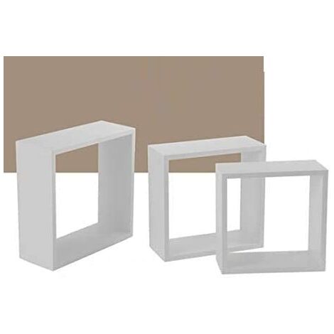 SET 3 PENSILI QUADRATI IN LEGNO DA PARETE IN TRE MISURE CON FINITURA BIANCA