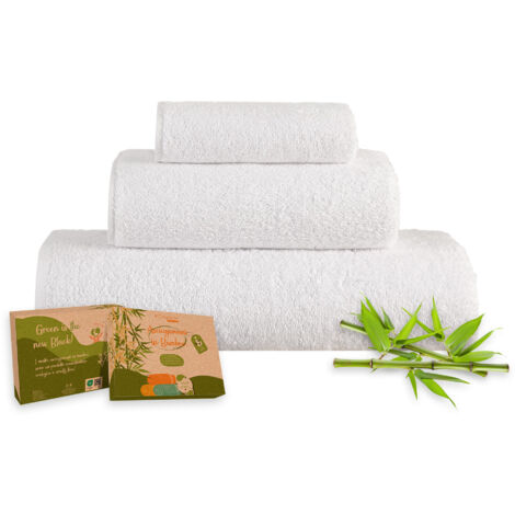 Set 3 Pezzi Asciugamani In Bambù Bagno Salvietta Viso Telo Doccia Asciugamano Pregiati Super Assorbenti  Salviette Teli Asciugamano Ospite 450 Gr Bamboo Lusso Elegante Confezione Idea Regalo BambuBian
