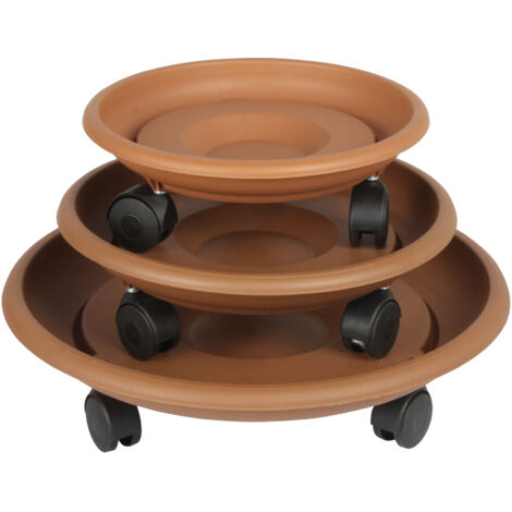 Set 3 Pezzi Carrello PortaVasi Ø 33/26/22 Cm Supporto Per Piante Sottovaso Carrellino Rotondo Per Fiori Ambienti Interni Esterni Con Ruote