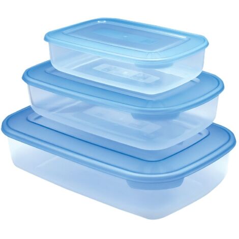 Set 3 Pezzi Frigobox Contenitore per Alimenti Rettangolari con Coperchio Oceano