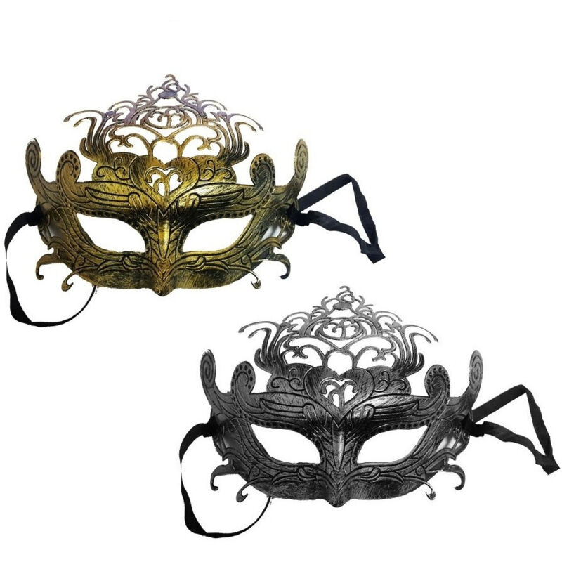 TrAdE Shop Traesio - Set 3 Pezzi Maschera Mascherina Veneziana Oro Argento Principessa Regina