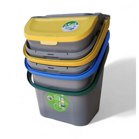 Set 3 pezzi pattumiera verticale 28 L Eco way 39x37xH41 cm per esterno