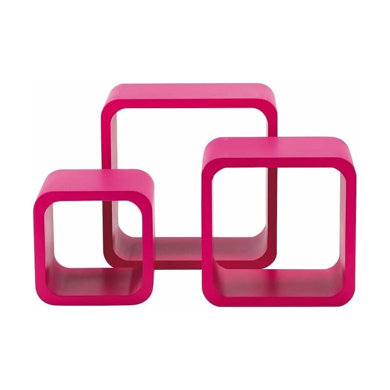 Set 3 pièces (17x17x15 + 22x22x15 + 27x27x15 cm) fucsia carré pierreux carton de 4 pièces