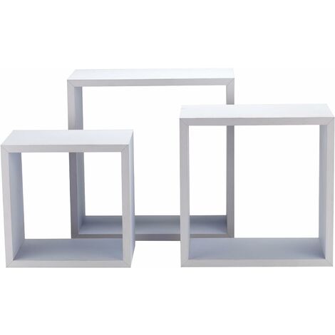 SET 3 PIÈCES (cm 25x25x16 + 30x30x16 + 35x35x16) PANIER CARRÉ EN MDF BLANC 2 PIÈCES
