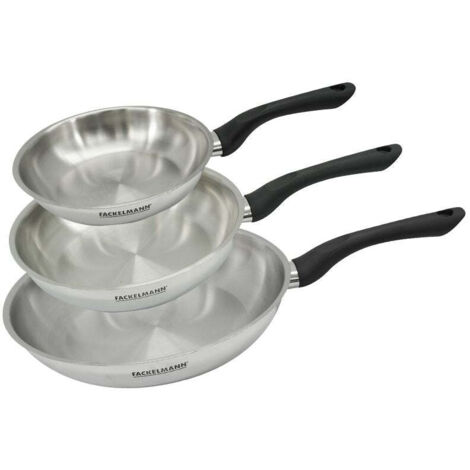 Set 3 poêles 20 24 et 28 cm en inox Fackelmann Geneva