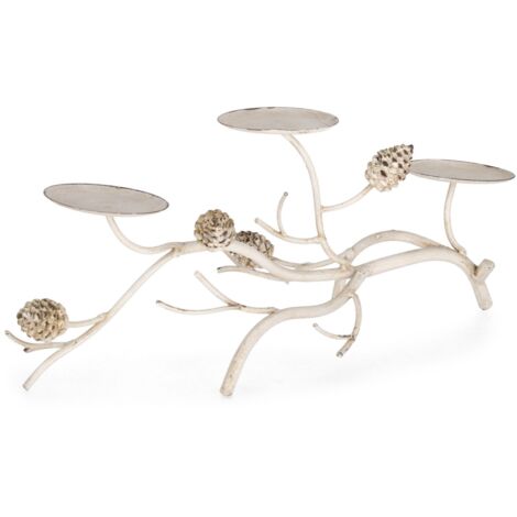 Set 3 porta candela bianco in acciaio decorativo natalizio