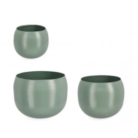 Set 3 Porta Piante Acciaio Marrone Moderno da Interno - MAGICAL - Colore: Verde