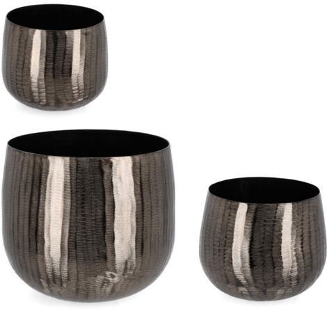 Set 3 portavaso chisel antracite in alluminio artigianale uso decorativo -Antracit