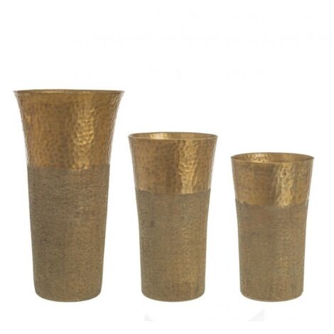 Set 3 portavaso hammel basso oro in alluminio lavorato artigianale