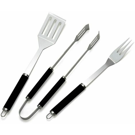 SET 3 POSATE BARBECUE IN INOX GMR SPATOLA FORCHETTA E PINZA