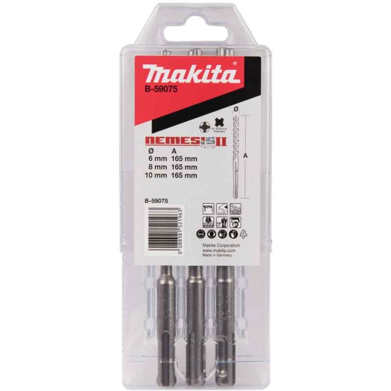 Set 3 punte Nemesis II Makita B-59075 SDS-PLUS