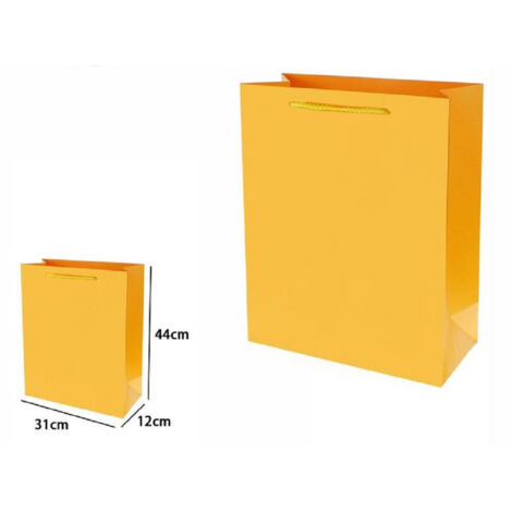 Set 3 Pz Buste Borsa Regalo Sacchetti 44x31x12cm 69917 Giall With Manico Cordino